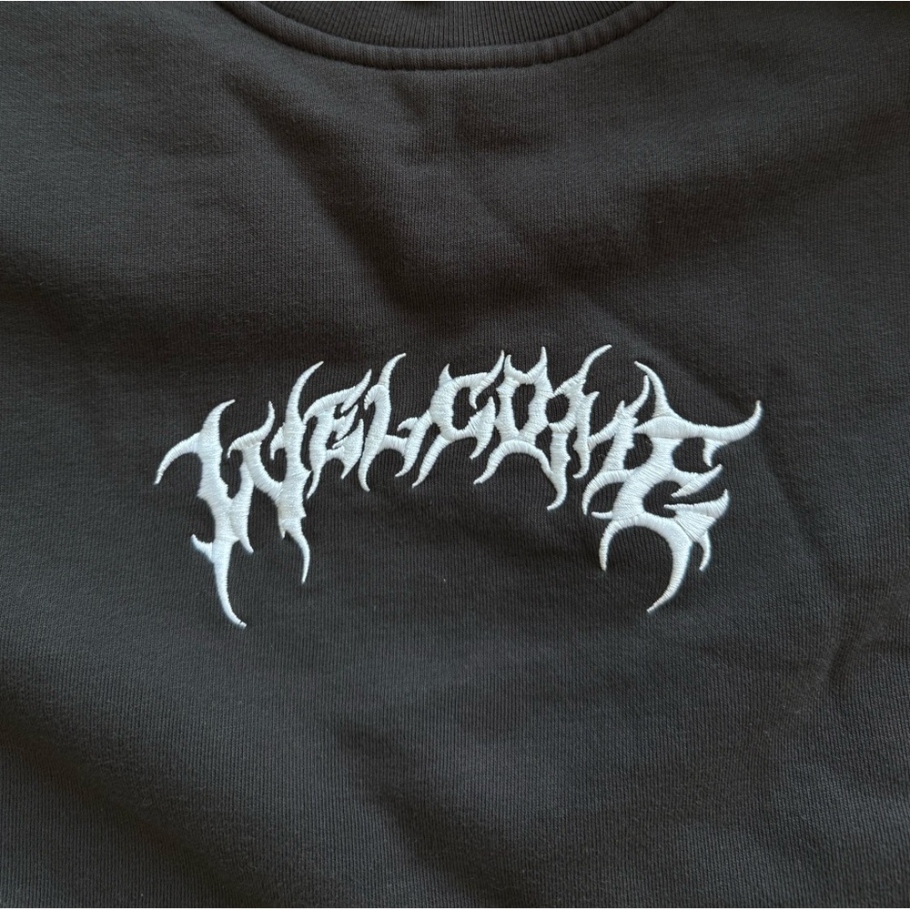 Men's Black Crewneck Sweater with Graphic Design